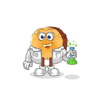 Yuvarlak günlük bilim adamı karakteri. karikatür maskotu vektosu