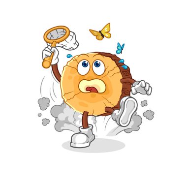 Yuvarlak kütük kelebek resmi. karakter vektosu