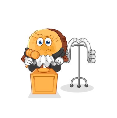 yuvarlak seyir hakimi tokmağı tutuyor. karakter vektosu