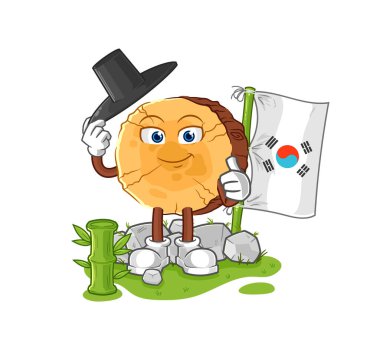 Yuvarlak Koreli karakter. karikatür maskotu vektosu