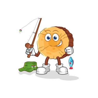 Yuvarlak kütük balıkçısı illüstrasyonu. karakter vektosu