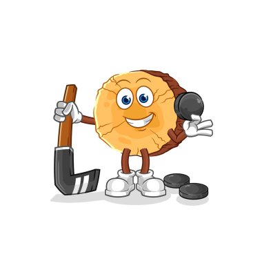 Yuvarlak kütük hokey oynuyor. karikatür