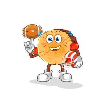 Rugby oynayan yuvarlak kütük. karikatür maskotu vektosu