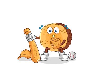 Yuvarlak günlük beyzbol yakalayıcı çizgi filmi. karikatür maskotu vektosu