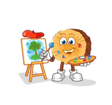 Yuvarlak kütük sanatçısı maskotu. çizgi film vektosu