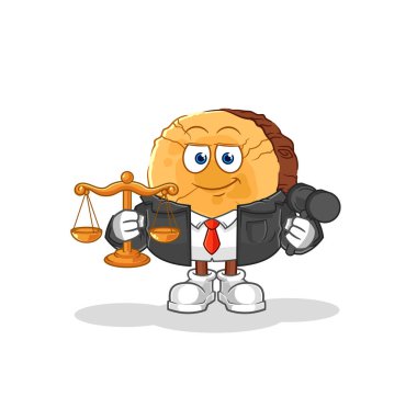 Yuvarlak günlük avukat çizgi filmi. karikatür maskotu vektosu