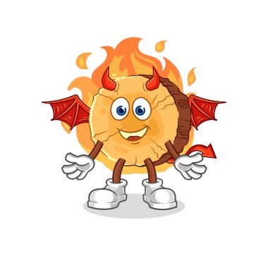 Kanatlı yuvarlak seytan. karikatür maskotu vektosu