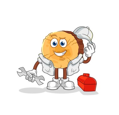 Yuvarlak günlük mekanik karikatürü. karikatür maskotu vektosu