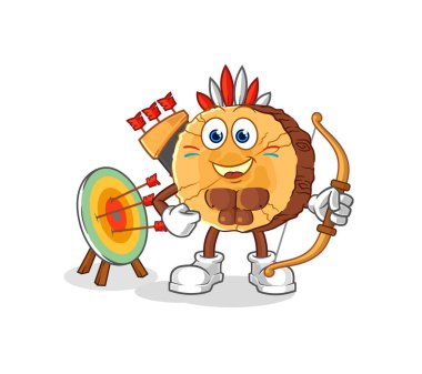 Yuvarlak loglu Amerikan kabilesi. karikatür maskotu vektosu