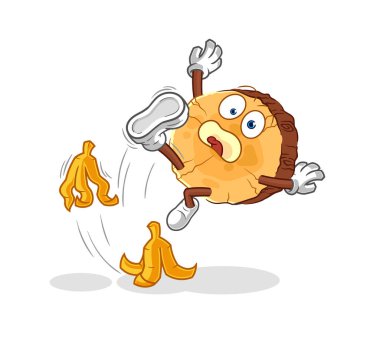 Yuvarlak kütük muz üzerinde kaydı. karikatür maskotu vektosu