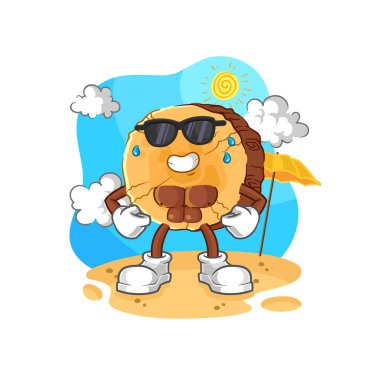 Yuvarlak kütük güneş banyosu yazın. karakter vektosu