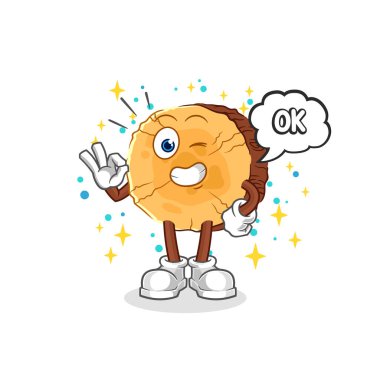 Yuvarlak kütük kabul ediyor maskot. çizgi film vektosu