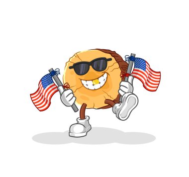 Yuvarlak günlük Amerikan gençlik çizgi film maskotu vektosu