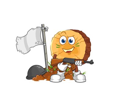 Yuvarlak günlük ordu karakteri. karikatür maskotu vektosu