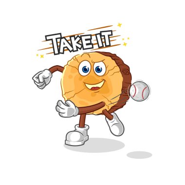 Yuvarlak kütük fırlatan beyzbol vektörü. karikatür