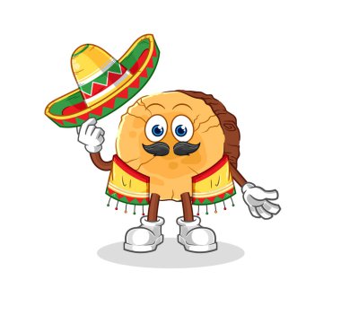 Yuvarlak günlük Meksika kültürü ve bayrağı. karikatür maskotu vektosu