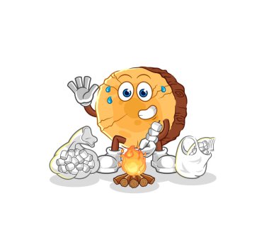 Yuvarlak lokum kızartması. karikatür maskotu vektosu