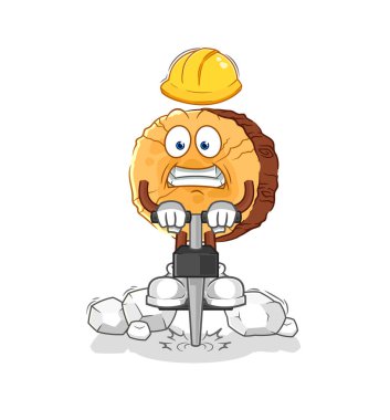 Yuvarlak günlük matkabı zemin çizgi karakter vektosu