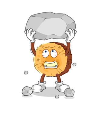 Yuvarlak günlük kaldırma kaya çizgi film karakteri vektosu