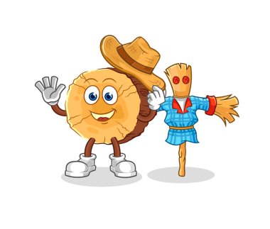 Korkuluk çizgi film karakteri vektosu ile yuvarlak günlük