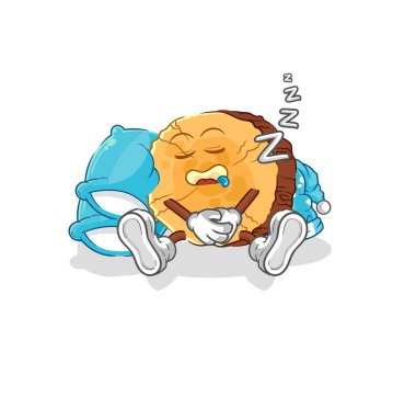Yuvarlak uyuyan karakter. karikatür maskotu vektosu