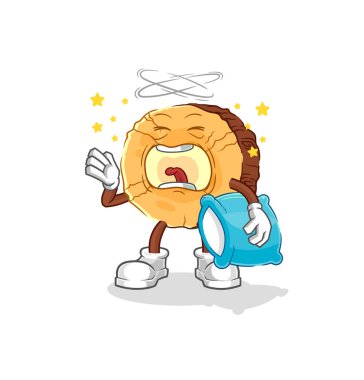 Yuvarlak kütük esneme karakteri. karikatür maskotu vektosu