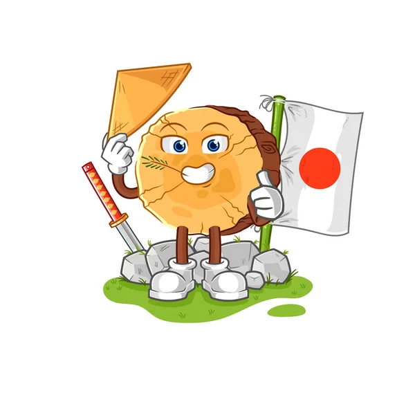 Log Japanese Vector Cartoon Characte — Stock Vector