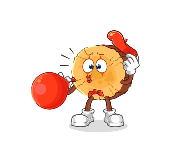 Log Pantomime Blowing Balloon Cartoon Mascot Vecto — Stock Vector