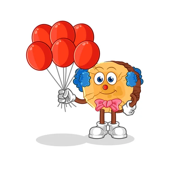 Log Clown Balloons Vector Cartoon Characte — Stock Vector