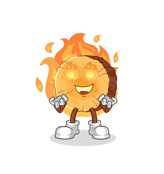 Log Fire Mascot Cartoon Vecto — Stock Vector