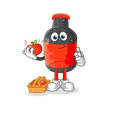 Kola elma çizimi yiyor. karakter vektosu