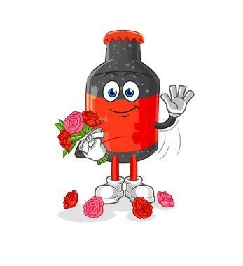 Buket maskotlu kola. çizgi film vektosu