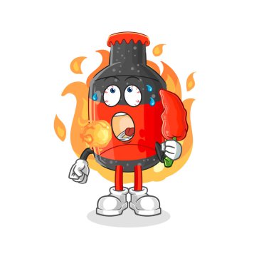 Kola sıcak biber maskotu yer. çizgi film vektosu