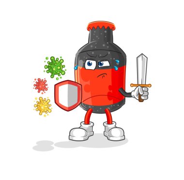 Kola virüslere karşı çizgi film. karikatür maskotu vektosu