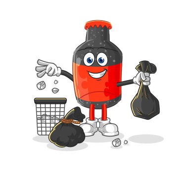 Kola. Çöp maskotu. çizgi film vektosu