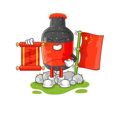 Kola Çin çizgi filmi. karikatür maskotu vektosu