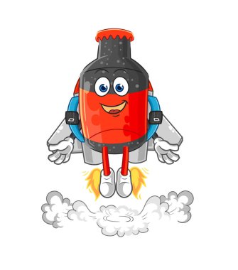 Jet pack maskotlu kola. çizgi film vektosu