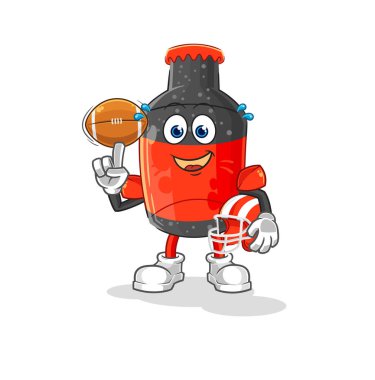 Kola çalan rugby karakteri. karikatür maskotu vektosu