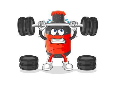 Kola halterci karakteri kaldırıyor. karikatür maskotu vektosu