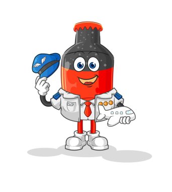 Kola pilotu maskotu. çizgi film vektosu