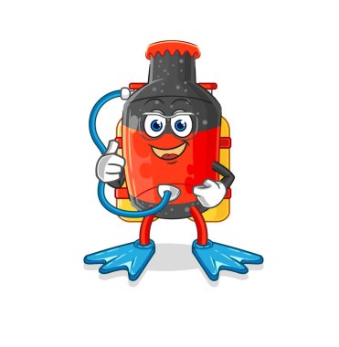 Kola dalgıcı çizgi filmi. karikatür maskotu vektosu