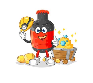 Altın karakteri olan kola madencisi. karikatür maskotu vektosu