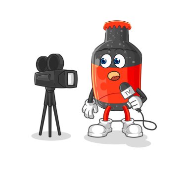 Kola TV muhabiri çizgi filmi. karikatür maskotu vektosu