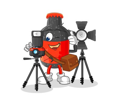 Kola fotoğrafçısı karakter. karikatür maskotu vektosu