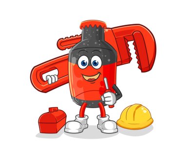 Kola tesisatçısı çizgi filmi. karikatür maskotu vektosu