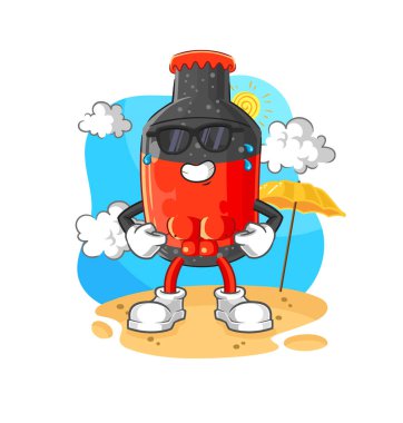 Kola yazın güneşleniyor. karakter vektosu