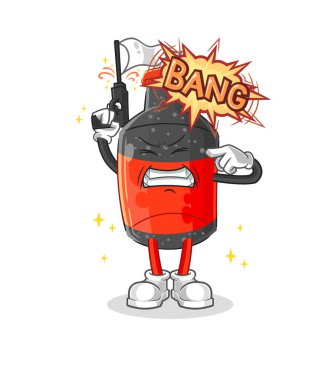 Kola uyarı atışı maskotu. çizgi film vektosu