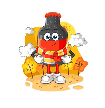 Sonbaharda kola içmek. karikatür maskotu vektosu