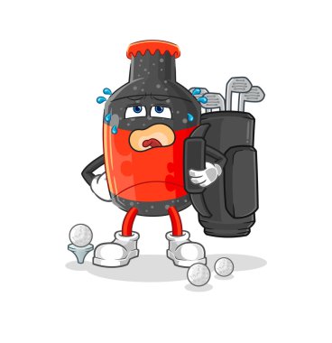 Golf ekipmanlı kola. karikatür maskotu vektosu