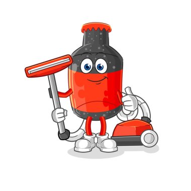 Süpürgeyle temizlenmiş kola. karakter vektosu